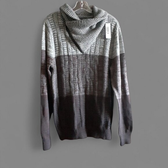 Mens Trash Nouveau Gray Burgundy Knit Metal Zip Turtle Neck Neck M Gift Idea - Picture 3 of 14